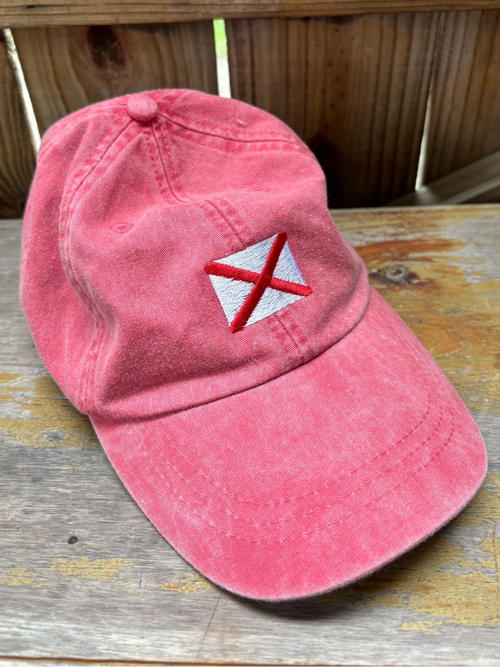 Belted Cow Co Red & White Embroidered Alabama Flag Unisex Cotton Baseball Hat OS
